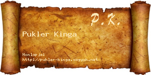 Pukler Kinga névjegykártya
